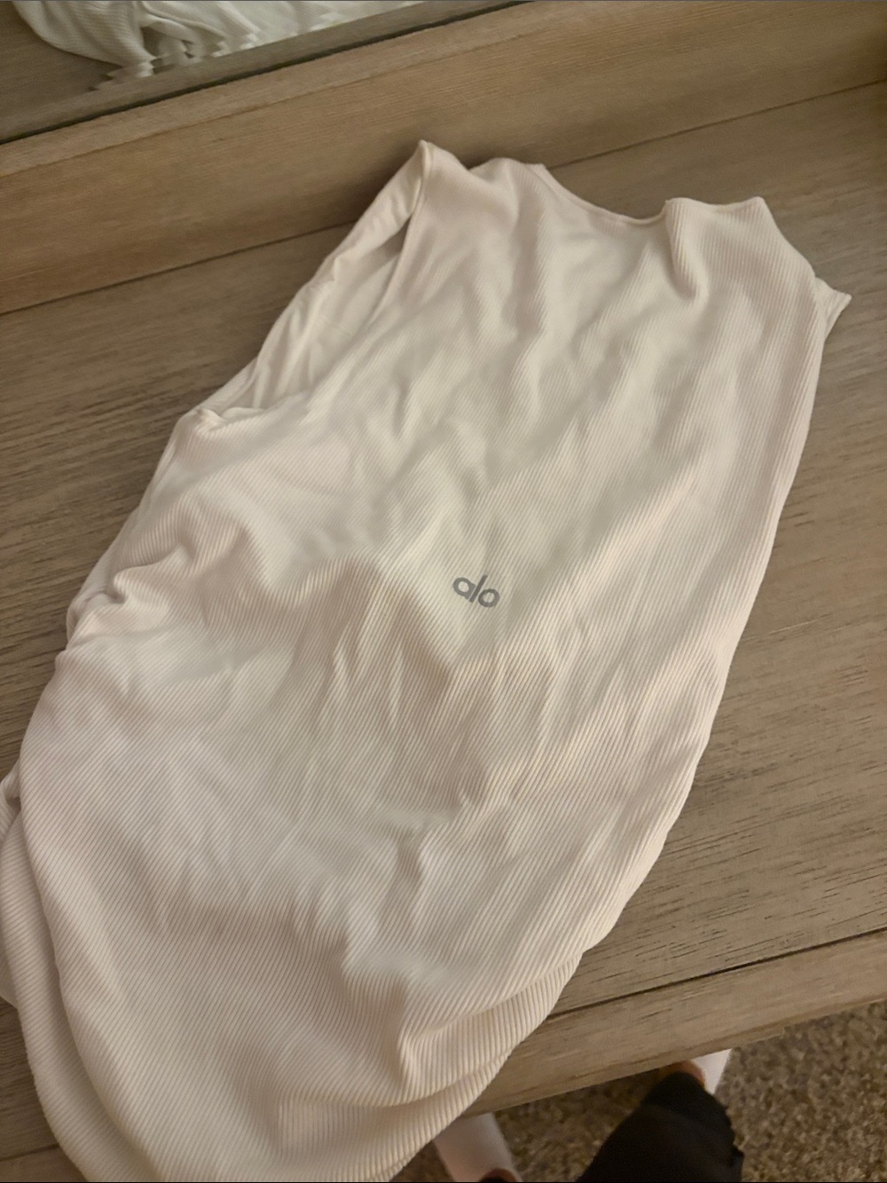 Sleeveless Ribbed Tank & High-Waist Leggings Set - Cream - Picture 3 of 3